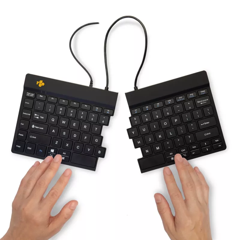 R-Go Tools Ergonomische Tastatur R-Go Split Break v2 mit Break-Software, ergonomische geteilte Tastatur, QWERTY (US), Kabelgebunden, schwarz