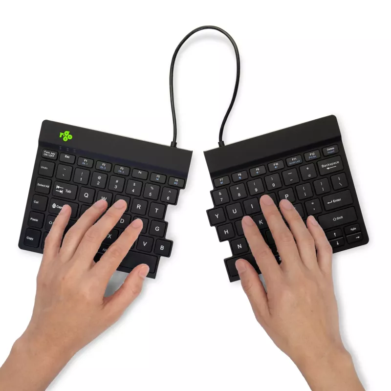 R-Go Tools Ergonomische Tastatur R-Go Split Break mit Pausensoftware, ergonomische geteilte Tastatur, QWERTY (US), Bluetooth, schwarz