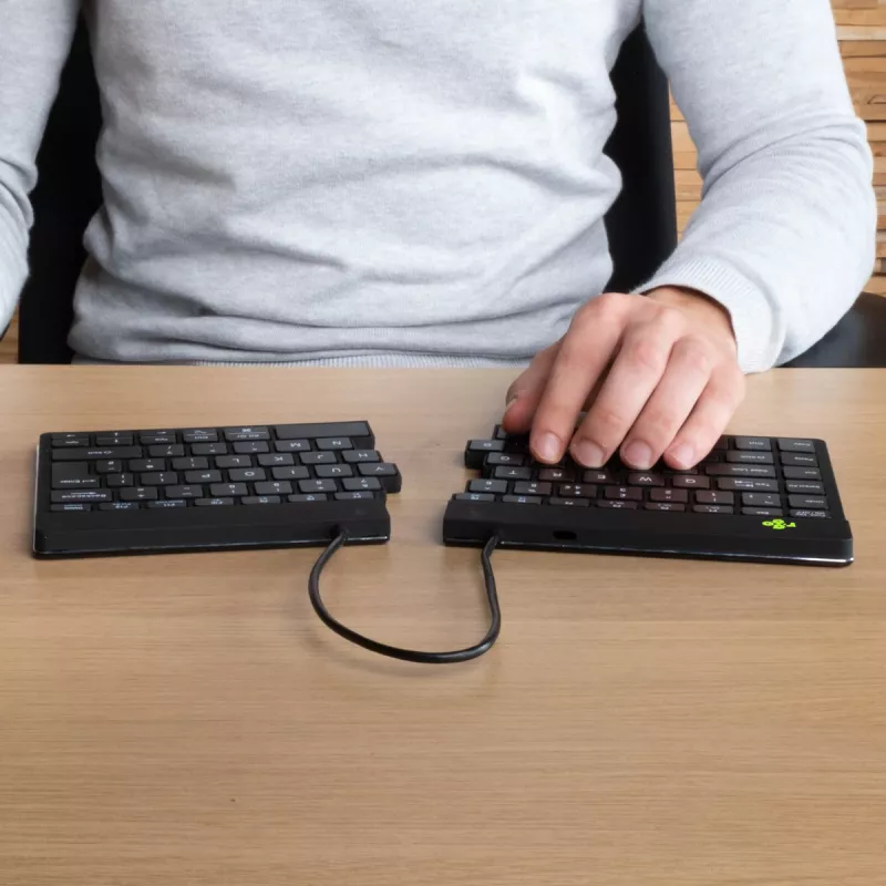 R-Go Tools Ergonomische Tastatur R-Go Split Break mit Pausensoftware, ergonomische geteilte Tastatur, QWERTY (US), Bluetooth, schwarz