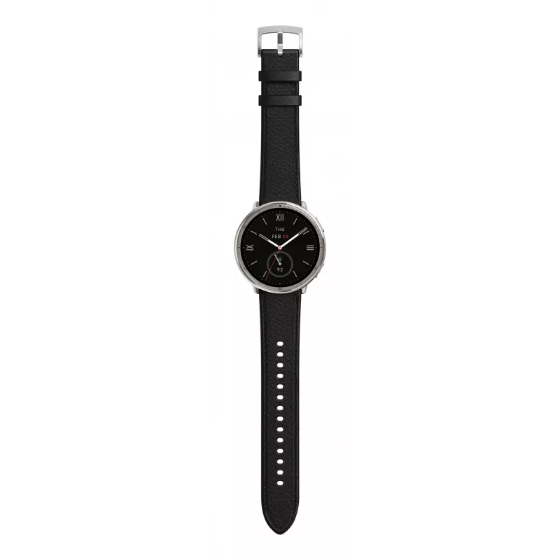 Amazfit Active 2 Premium 44 mm Smartwatch, schwarzes Leder (W2433EU1N)