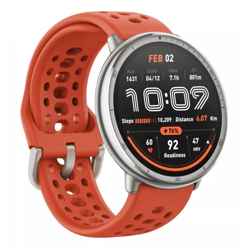 Amazfit Active 2 Premium 44 mm Smartwatch, schwarzes Leder (W2433EU1N)