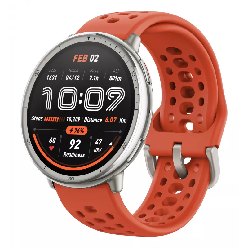 Amazfit Active 2 Premium 44 mm Smartwatch, schwarzes Leder (W2433EU1N)