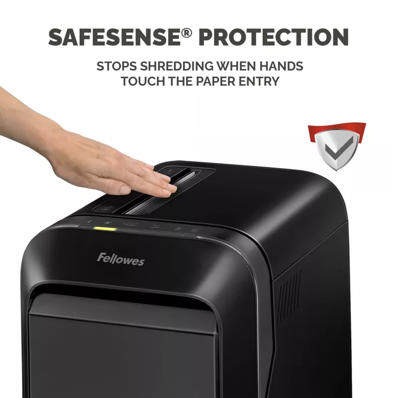 Fellowes Powershred LX221 5050401 Mikro-Cut-Aktenvernichter, P-5, 20 Blatt, 2 x 12 mm, 30 l, 70 dB, schwarz