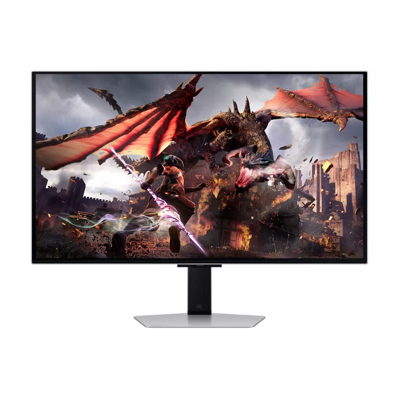 Samsung Odyssey OLED G8 G80SD LS32DG802SUXDU Gaming-Monitor, 32 Zoll (81,3 cm) OLED, 4K UHD 3840 x 2160, 240 Hz, 0,03 ms, HDR10, 2x HDMI, DisplayPort, USB-3.0-Hub, höhenverstellbar, Pivot, Silber