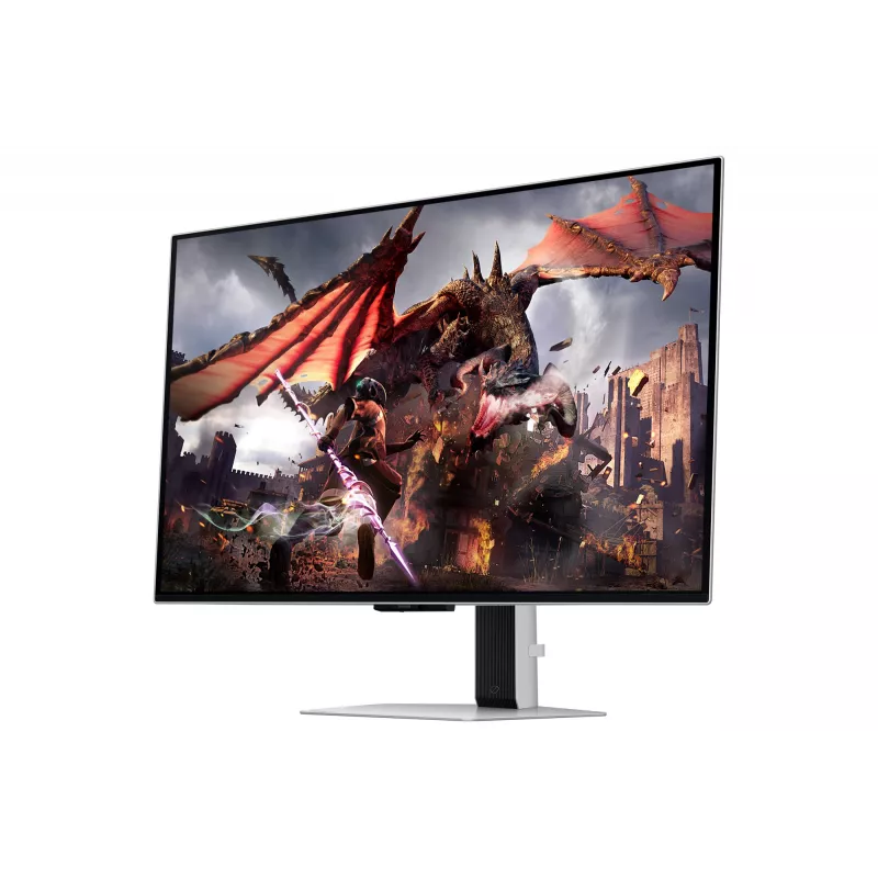 Samsung Odyssey OLED G8 G80SD LS32DG802SUXDU Gaming-Monitor, 32 Zoll (81,3 cm) OLED, 4K UHD 3840 x 2160, 240 Hz, 0,03 ms, HDR10, 2x HDMI, DisplayPort, USB-3.0-Hub, höhenverstellbar, Pivot, Silber