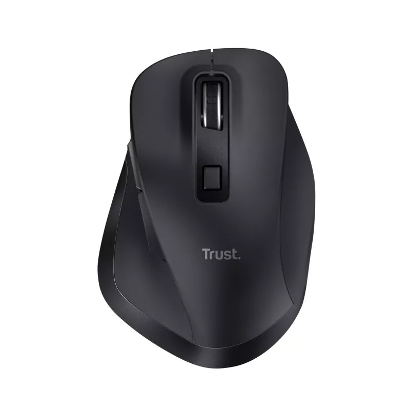 TRUST Fyda Office ergonomische rechte kabellose Maus – RF + Bluetooth 5.2 – optisch 2400 DPI – 6 Tasten – schwarz
