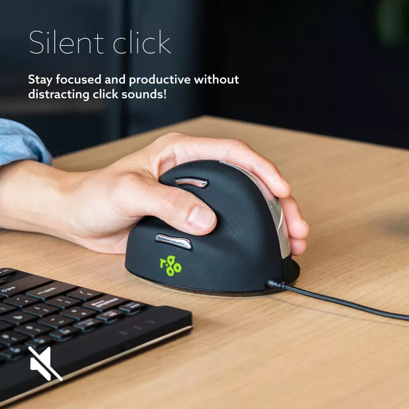 R-Go Tools Ergonomische Maus R-Go HE Break mit Pausensoftware, groß (Handgröße ≥ 185 mm), linkshändig, kabelgebunden, schwarz