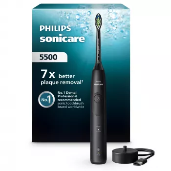 Philips 5500 Sonic-Zahnbürste HX7111/01 — 62.000 Bewegungen/Min., 2 Modi, Drucksensor, wiederaufladbar, schwarz