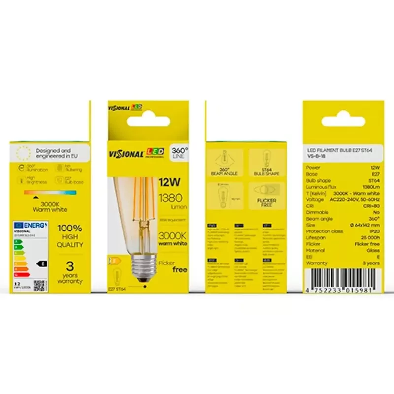 LED-Glühbirne VISIONAL VS-B-18 12W 1380 lm 3000K