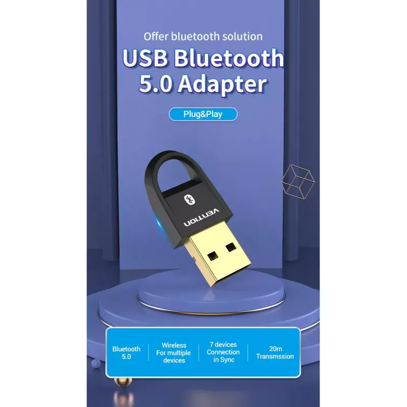 USB Bluetooth 5.0 Adapter Vention CDSB0 Schwarz