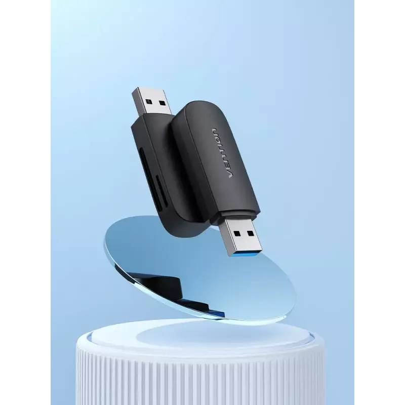 Vention CLGB0 2-in-1-Kartenleser, USB 3.0 A, SD + TF, zwei Laufwerksbuchstaben, schwarz