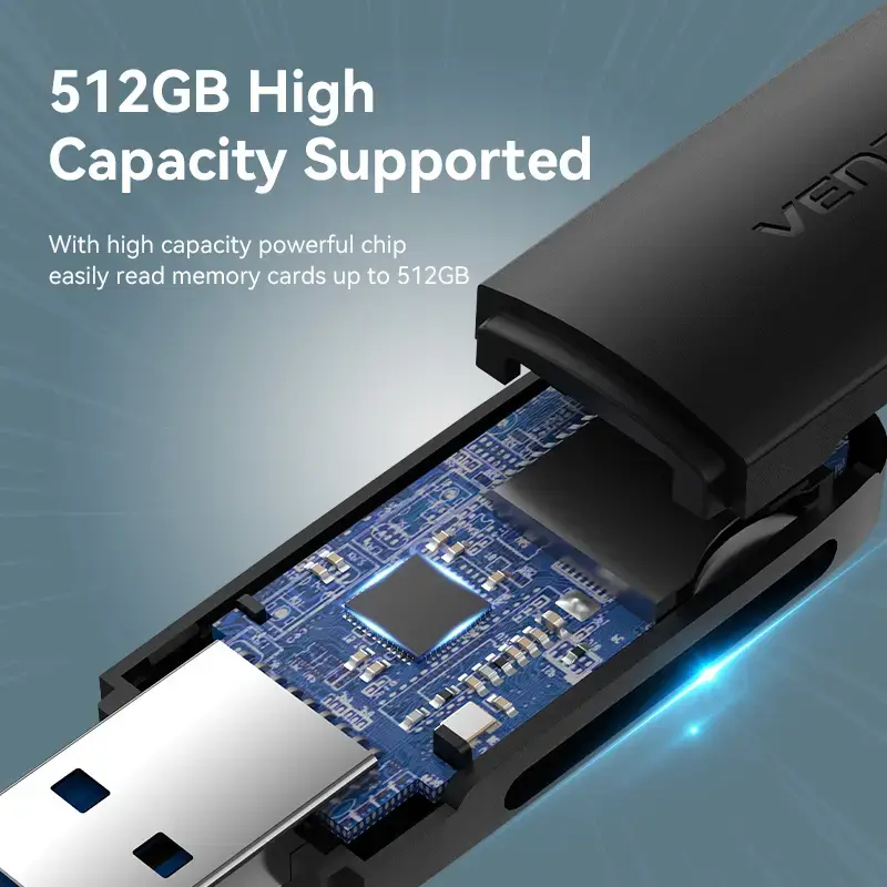 Vention CLGB0 2-in-1-Kartenleser, USB 3.0 A, SD + TF, zwei Laufwerksbuchstaben, schwarz