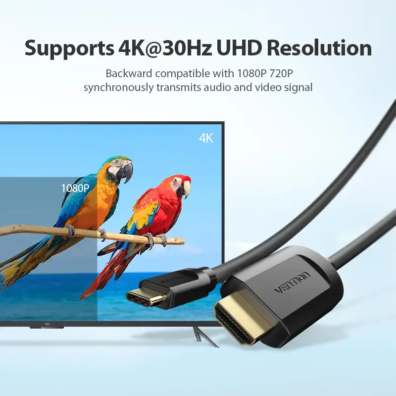 Vention Typ-C-auf-HDMI-Kabel 2 m Schwarz USB Typ-C HDMI