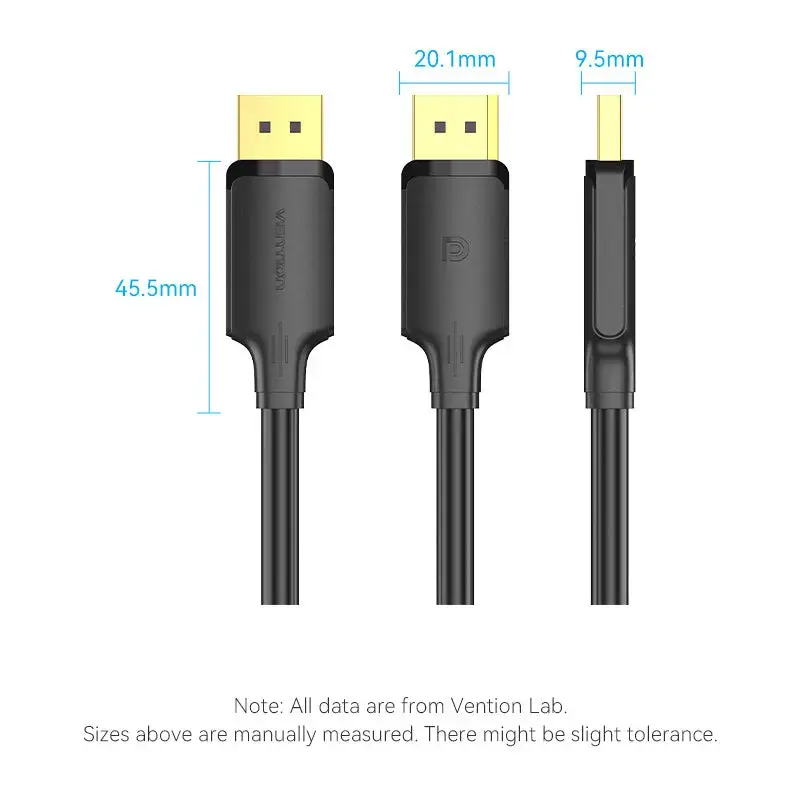 DisplayPort-Kabel Vention HAKBI — DisplayPort auf DisplayPort, 3 m, Schwarz