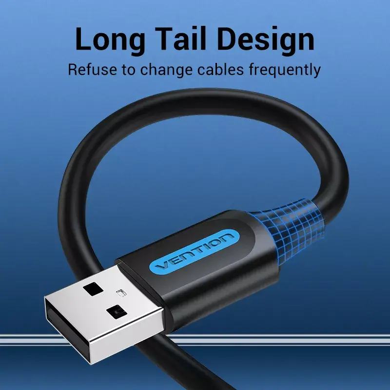 Vention COJBH USB-2.0-Kabel, USB-A-Stecker auf USB-A-Stecker, 2 m, 2 A, schwarz