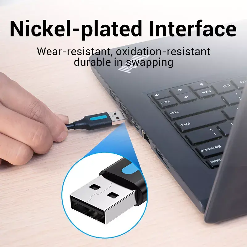 Vention COJBH USB-2.0-Kabel, USB-A-Stecker auf USB-A-Stecker, 2 m, 2 A, schwarz