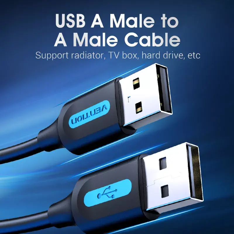 Vention COJBH USB-2.0-Kabel, USB-A-Stecker auf USB-A-Stecker, 2 m, 2 A, schwarz