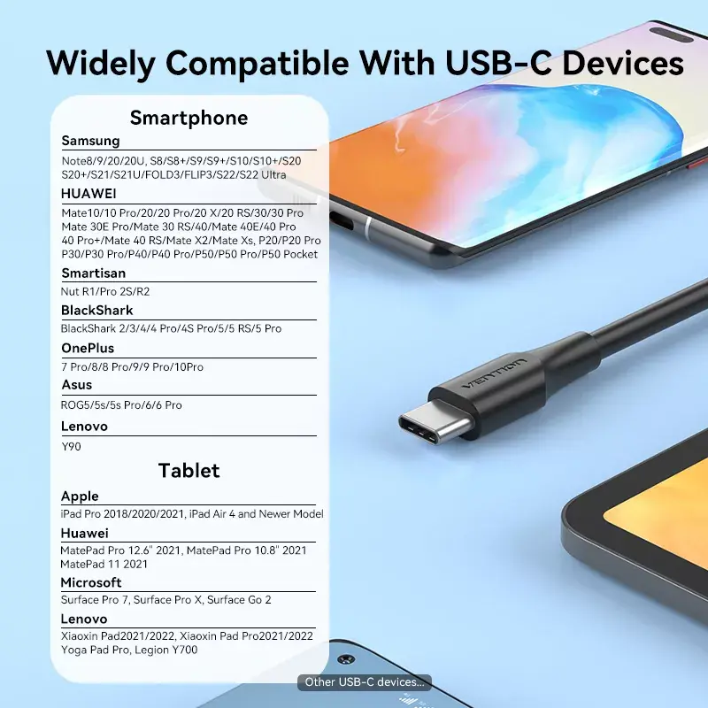 Vention USB 2.0 A-Stecker auf C-Stecker 3A Kabel 0,25 m Schwarz