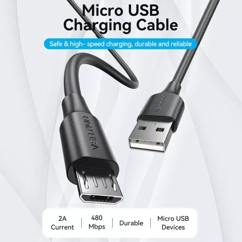 Vention USB 2.0 A Stecker auf Micro-B Stecker 2A Kabel 1M Schwarz
