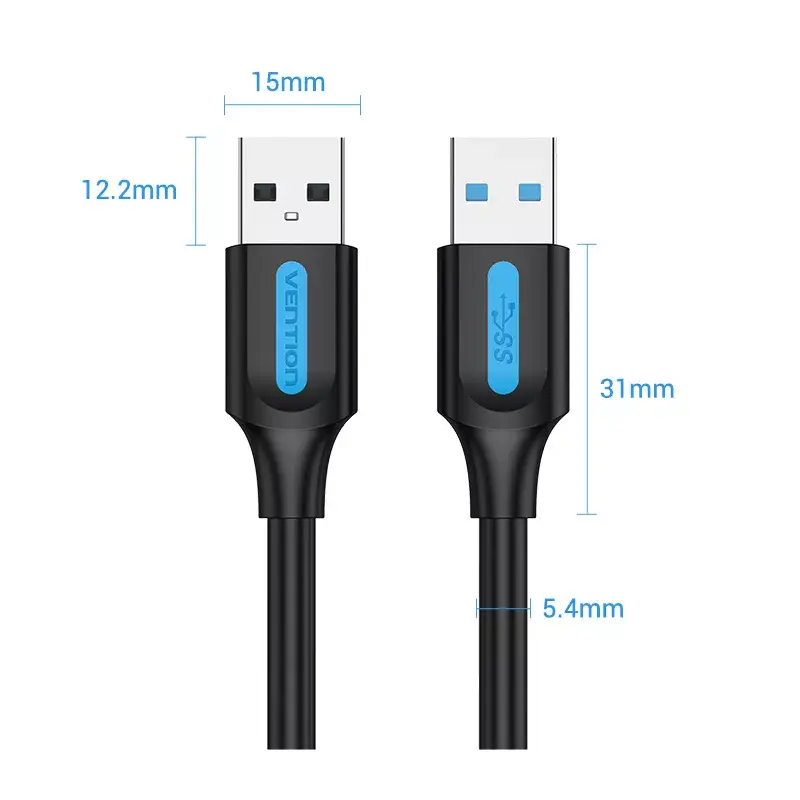 Vention CONBD USB-3.0-Kabel, USB-A-Stecker auf USB-A-Stecker, 0,5 m, PVC, schwarz