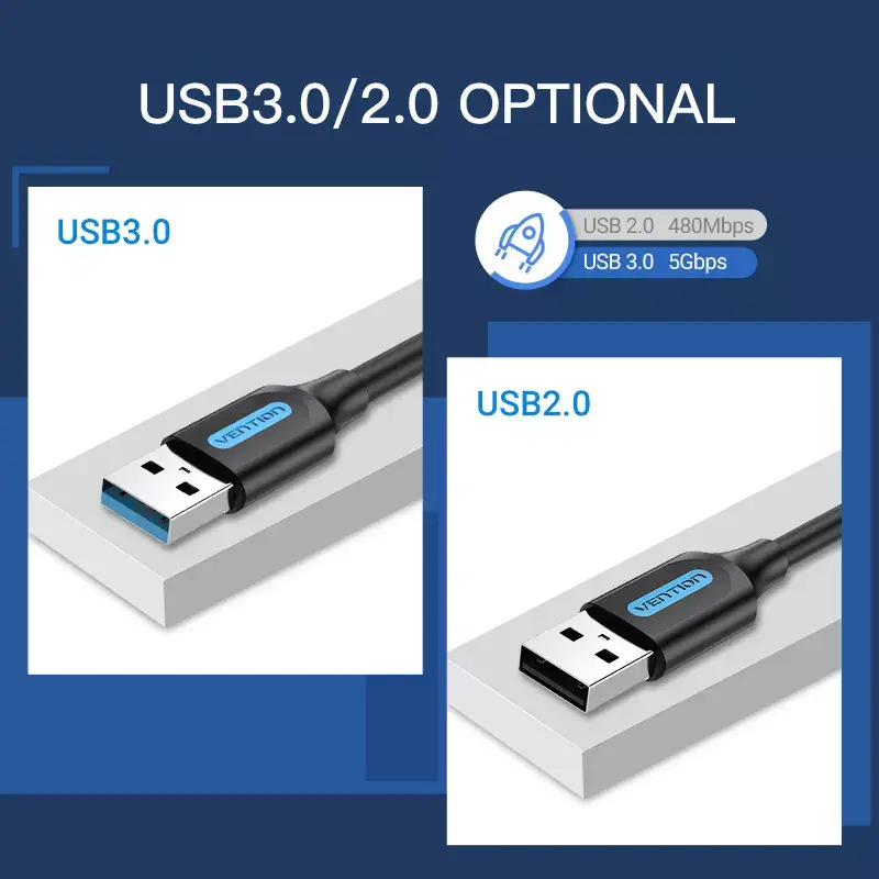 Vention CONBD USB-3.0-Kabel, USB-A-Stecker auf USB-A-Stecker, 0,5 m, PVC, schwarz