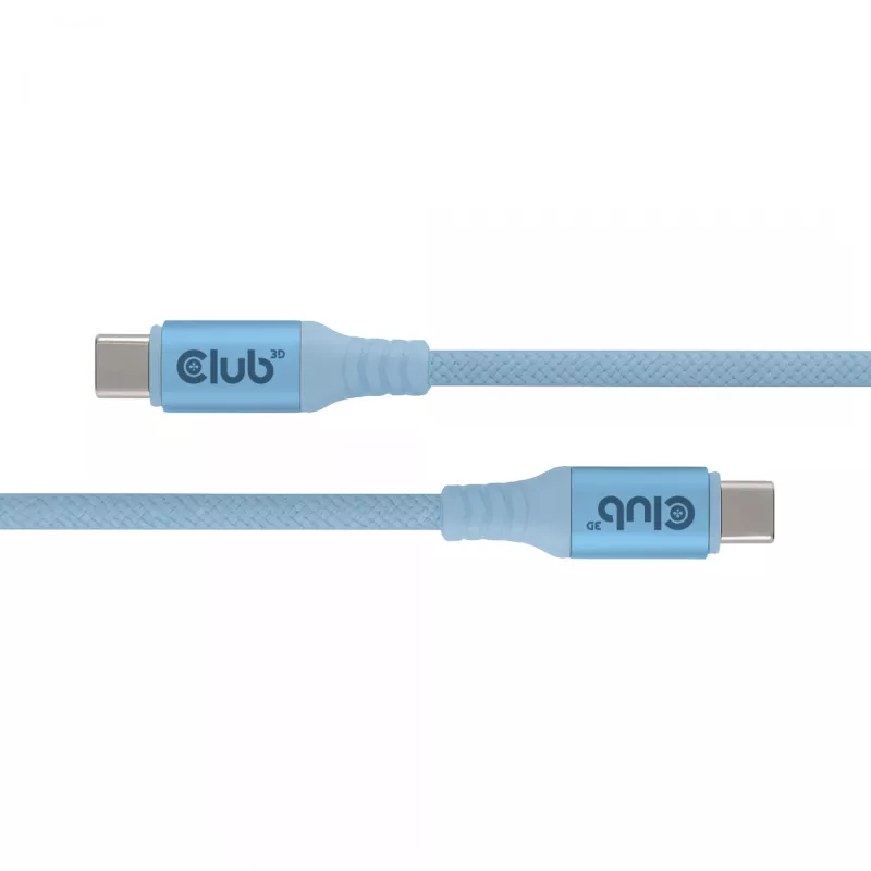 Club 3D CAC-3030 USB-C Magnetic-Coil Kabel, 240 W PD3.1, bidirektional, Schnellladen, 2 m (6,56 ft), Blau