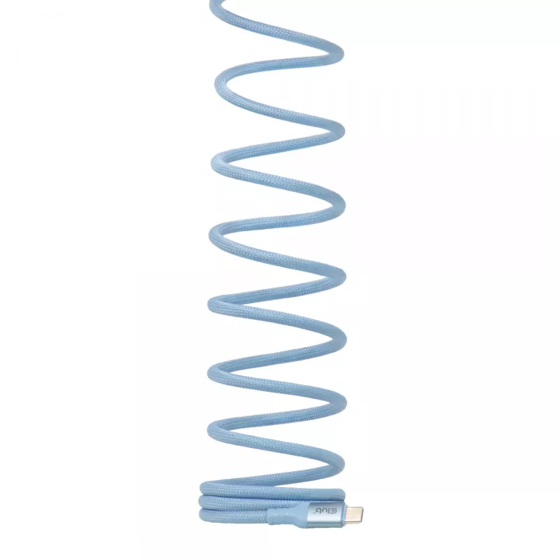 Club 3D CAC-3030 USB-C Magnetic-Coil Kabel, 240 W PD3.1, bidirektional, Schnellladen, 2 m (6,56 ft), Blau