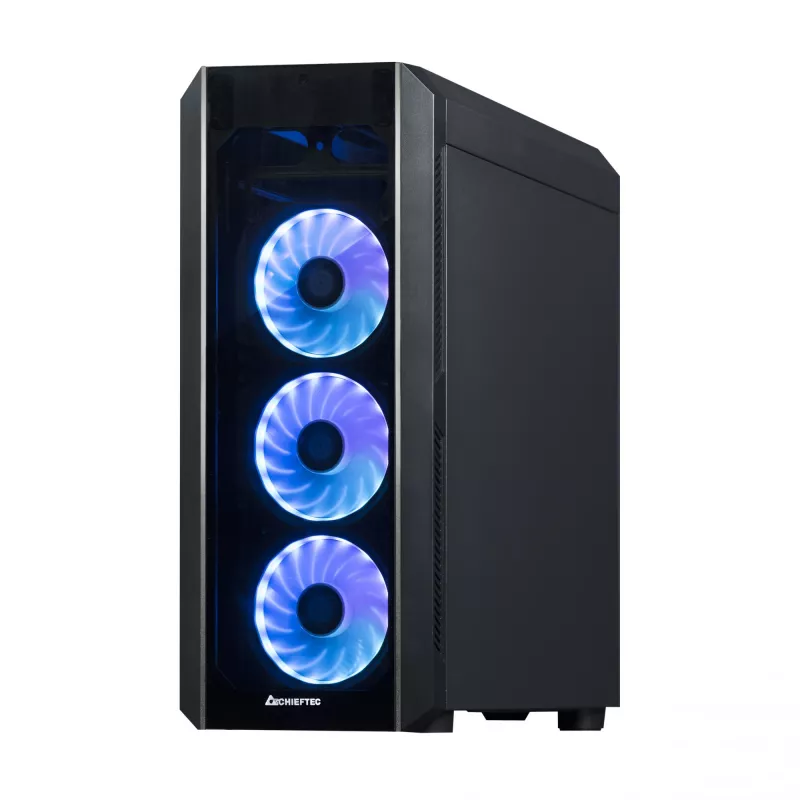 Chieftec Scorpion 3 GL-03B-OP Midi-Tower-Gehäuse, ATX/MicroATX/Mini-ITX, schwarz, RGB, Glasseitenteile