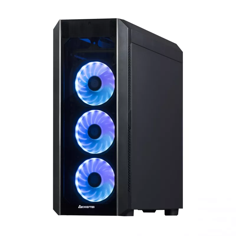 Chieftec Scorpion 3 GL-03B-OP Midi-Tower-Gehäuse, ATX/MicroATX/Mini-ITX, schwarz, RGB, Glasseitenteile
