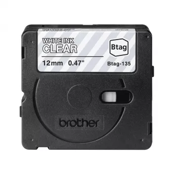 Beschriftungsband Brother BTAG-135 Weiß auf transparent 1,2 cm 4 m