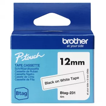 Brother BTAG-231 Etikettierband Schwarz auf Weiß 1,2 cm 4 m