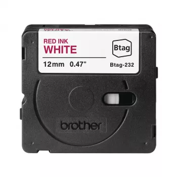Etikettenband Brother BTAG-232 Rot auf Weiß 1,2 cm 4 m