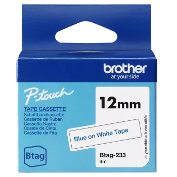 Brother BTAG-233 Beschriftungsband Blau auf Weiß