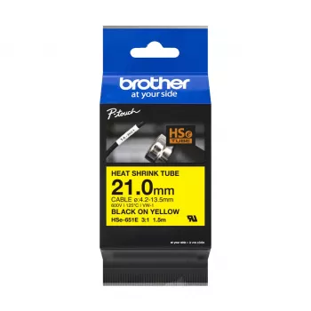 Brother HSe-251E Schrumpfschlauch-Kassette, 21 mm, Schwarz auf Weiß