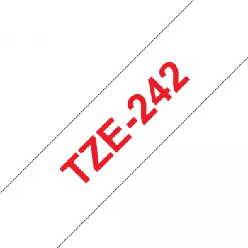 Laminiertes Band Brother TZe242 18 mm Rot auf Weiß