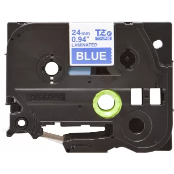 Laminiertes Band Brother TZe555 24 mm Weiß auf Blau