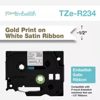 Brother TZE-R234 Beschriftungsband Gold auf Weiß