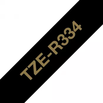 Brother TZE-R334 Beschriftungsband Gold auf Schwarz