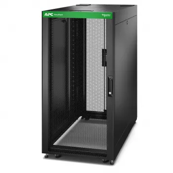APC Easy Rack, 24U, Schwarz, mit Dach, Rollen, Füßen, 4 Halterungen und Seitenwänden, kein Boden, 1198H x 600B x 1000T mm