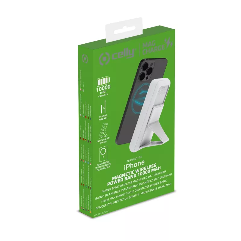 Celly MAGPB10000WH Powerbank 10000 mAh Kabelloses Laden Weiß