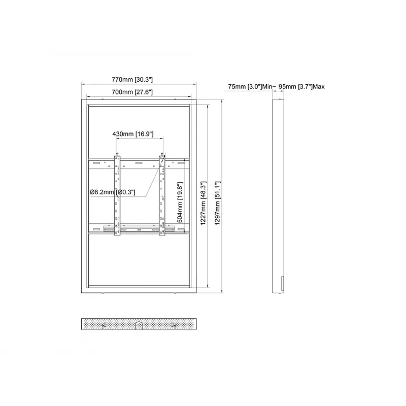 Multibrackets M Pro Series Gehäuse 55 Zoll Wand Mittel Schwarz Stahl Querformat/Hochformat