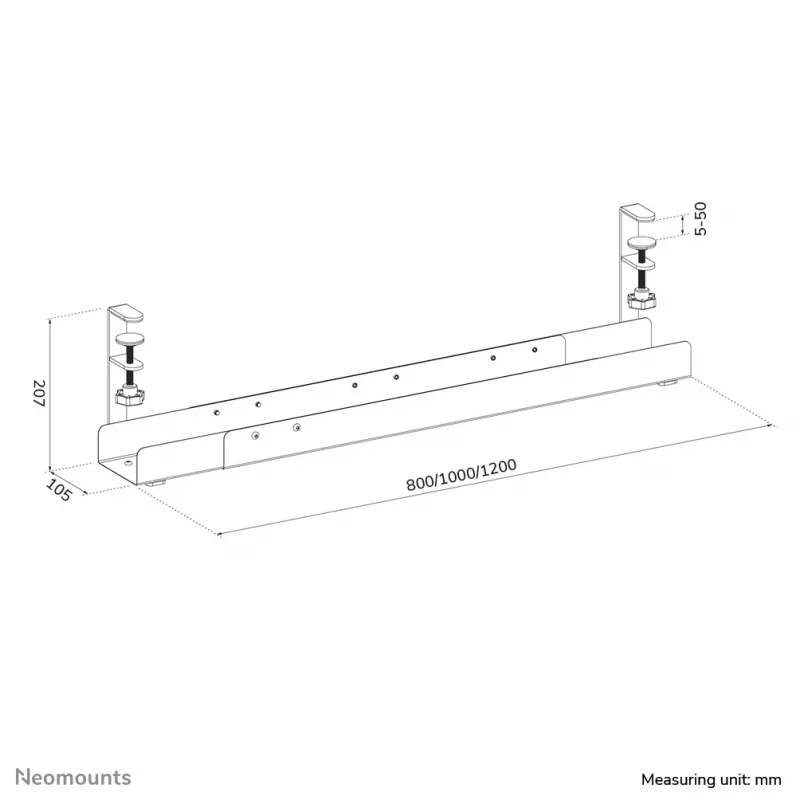 Kabelwanne Neomounts ADS07-120BL klemmbare universelle, 120 mm Breite, schwarz