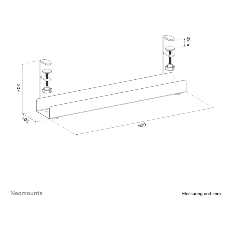 Kabelwanne Neomounts ADS07-121WH Klemm-Design, universelle Montage, weiß