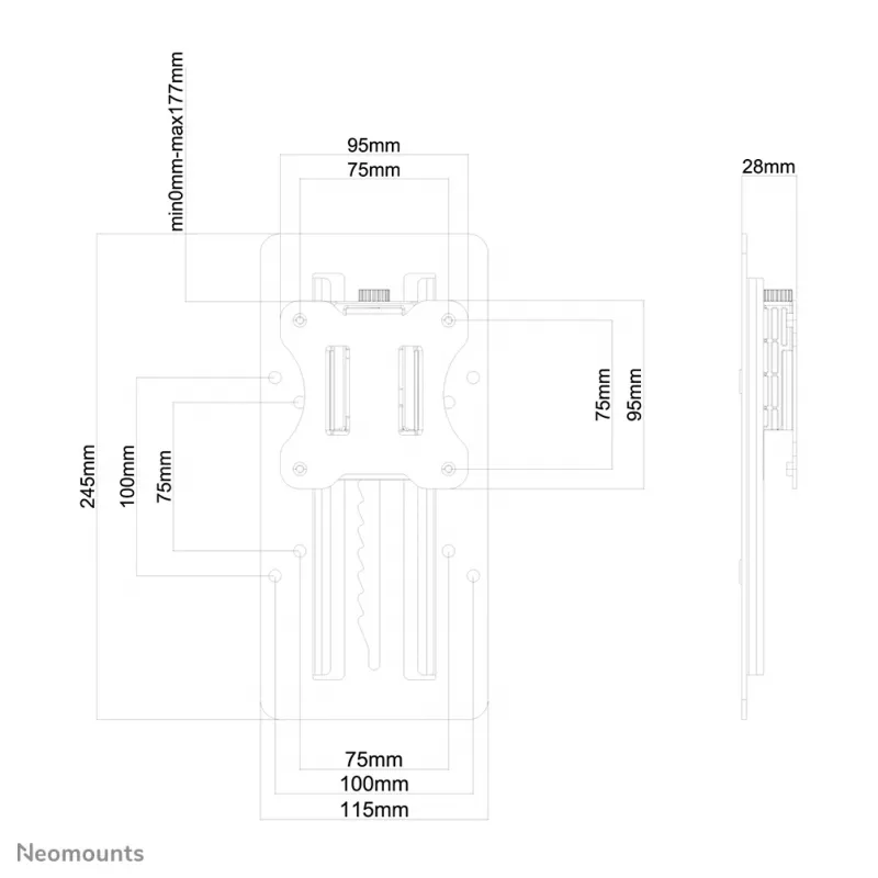 Neomounts FPMA-LIFT100Schwarz Höhenverstellbarer VESA-Adapter - universell