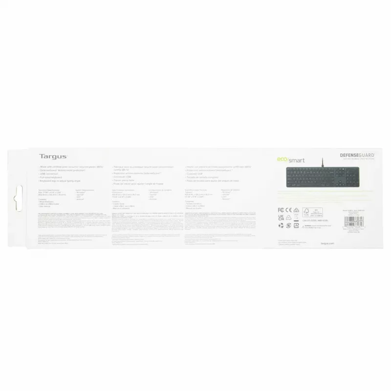 Targus EcoSmart AKB874NO kabelgebundene Tastatur in voller Größe, USB, QWERTY Nordisch, antimikrobiell, Schwarz