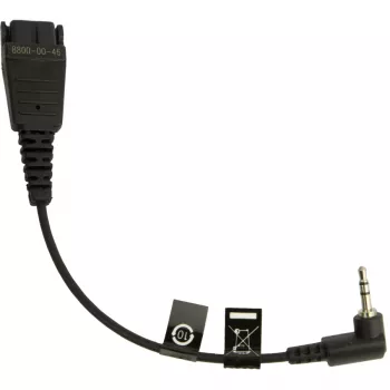 Jabra 8800-00-46 Headset-Zubehör Kabel, QD auf 2,5 mm Klinkenstecker, abgewinkelt, 15 cm, z. B. für Panasonic GB500, PLX CA40