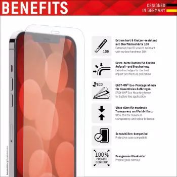 Displex Bildschirmschutz (10H) + Hülle für Apple iPhone 14, Eco Montagerahmen, + Hülle, Temperiertes Glas, kratzfeste Schutzfolie