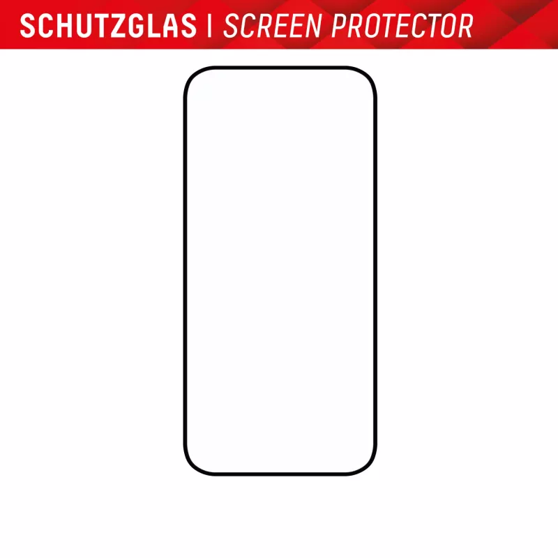 Displex Full Cover Displayschutzglas (10H) für Apple iPhone 15/15 Pro, Eco Montagerahmen, Full Cover