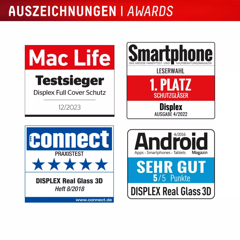 Displex Premium Displayschutzfolie (Full Cover, 10H) für Apple iPhone 16, Eco Montagerahmen, Full Cover