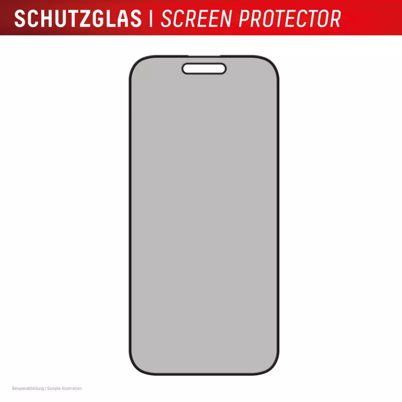 Displex Sichtschutz-Displayschutzfolie (10H) für Apple iPhone 16, Eco-Montagerahmen, Blickschutzfilter
